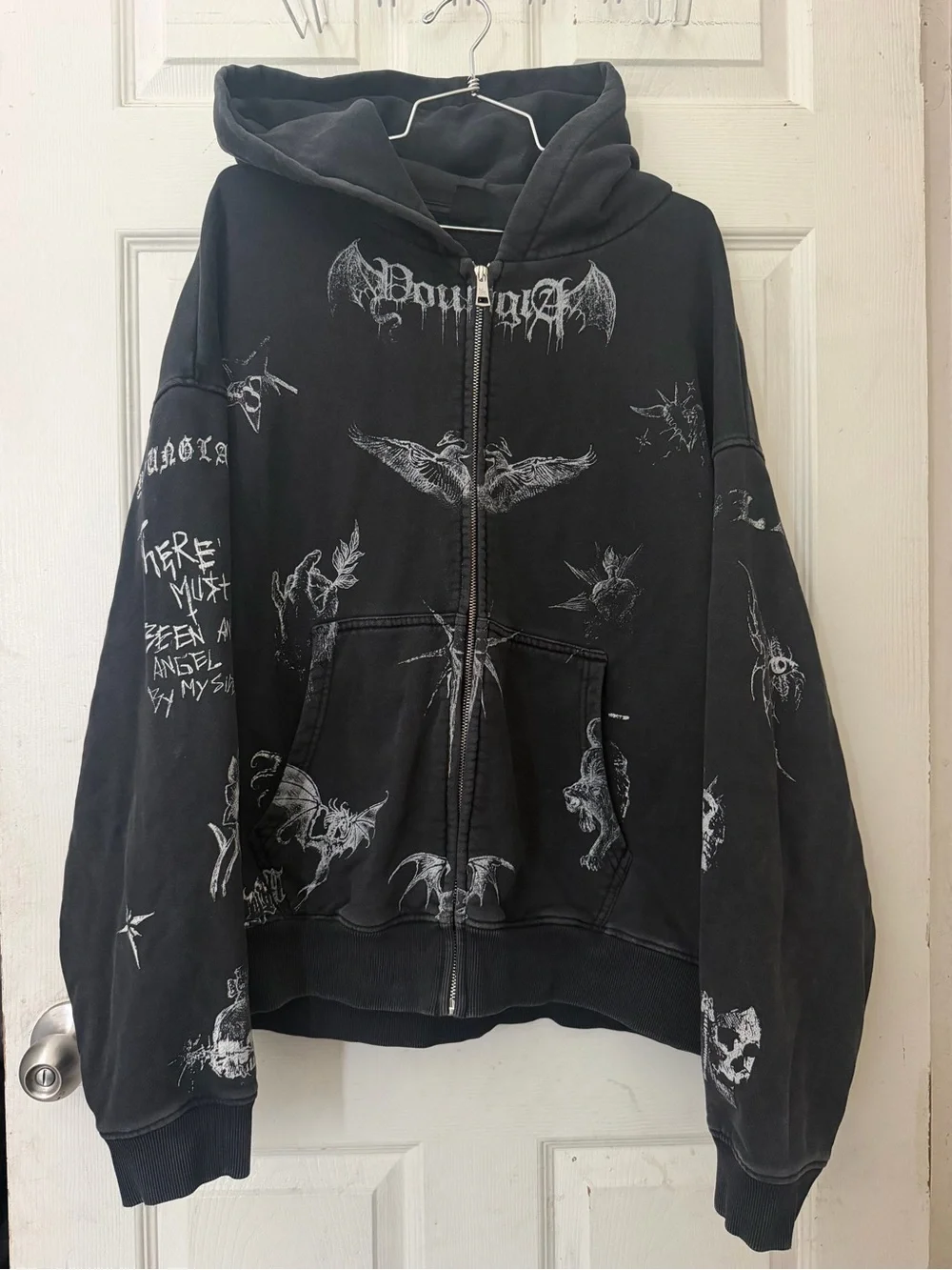 Black YoungLA “Villain” AOP Zip Up Hoodie Size Large